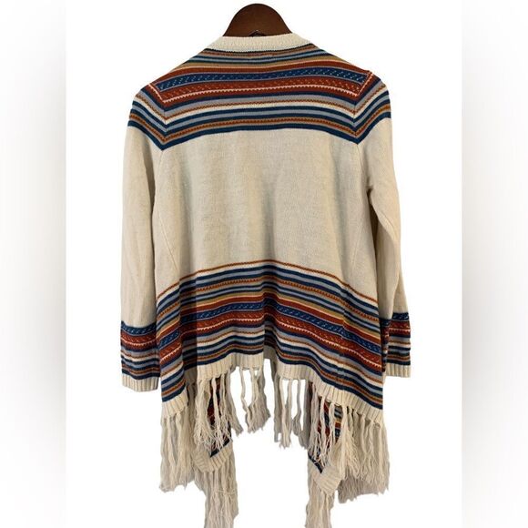 Tea & Cup Los Angeles Southwest Striped Fringe Cardigan OS - Picture 3 of 9
